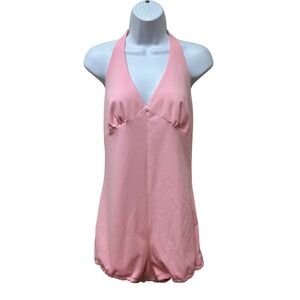Vintage Retro Handmade Pink Pin Up One Piece Swimsuit Size XL